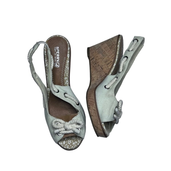 Sperry Top Slider Cork Wedged Slingback Shoes Sandals NWOT - Picture 9 of 15